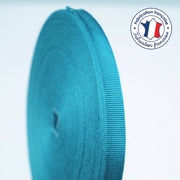 Ruban gros grain bleu turquoise 12mm - Galette de 50 mètres - Fabrication française - tissuspipi.com