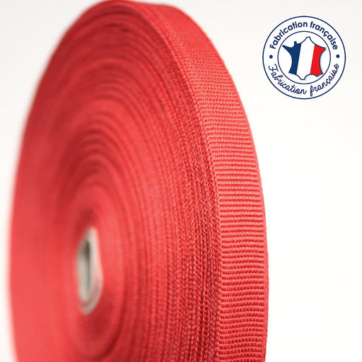 Ruban gros grain rouge 10mm - Galette de 50 mètres - Fabrication française - tissuspipi.com