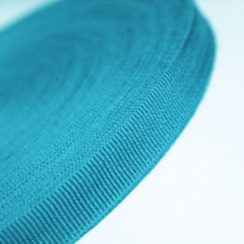 Ruban gros grain bleu turquoise 12mm - Galette de 50 mètres - Fabrication française - tissuspipi.com