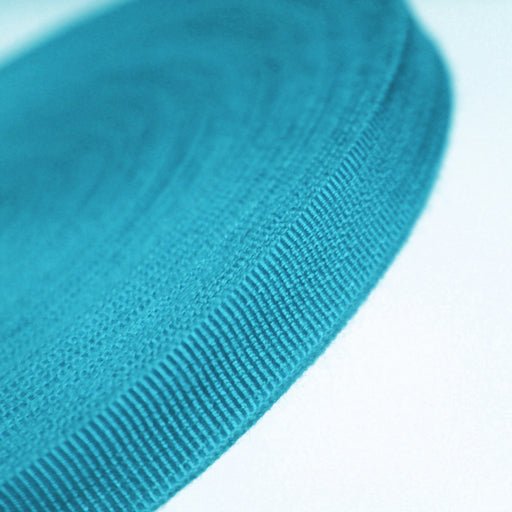 Ruban gros grain bleu turquoise 12mm - Galette de 50 mètres - Fabrication française - tissuspipi.com
