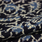 Tissu coton fin imprimé INDIENNES, bleu marine aux fleurs traditionnelles bleues et écrues - STANDARD 100 OEKO - TEX - tissuspipi.com