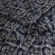 Tissu coton fin imprimé INDIENNES, bleu marine aux fleurs traditionnelles géométriques bleues et écrues - STANDARD 100 OEKO - TEX - tissuspipi.com