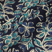 Tissu coton fin imprimé INDIENNES, fleuri traditionnel bleu écru vert, fond bleu marine - STANDARD 100 OEKO - TEX - tissuspipi.com