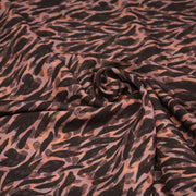 Tissu Viscose fluide marron tons chauds, motif zèbre et léopard, ZOMALIA - STANDARD 100 OEKO - TEX - tissuspipi.com