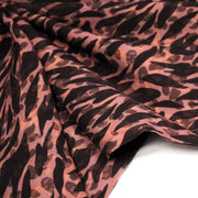 Tissu Viscose fluide marron tons chauds, motif zèbre et léopard, ZOMALIA - STANDARD 100 OEKO - TEX - tissuspipi.com