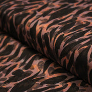 Tissu Viscose fluide marron tons chauds, motif zèbre et léopard, ZOMALIA - STANDARD 100 OEKO - TEX - tissuspipi.com