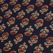 Tissu coton fin imprimé INDIENNES, marine aux fleurs traditionnelles rouge ocre et bleu - STANDARD 100 OEKO - TEX - tissuspipi.com