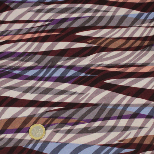Tissu Viscose fluide motif pelage fauve tons violets bleus marrons, EVIE - STANDARD 100 OEKO - TEX - tissuspipi.com