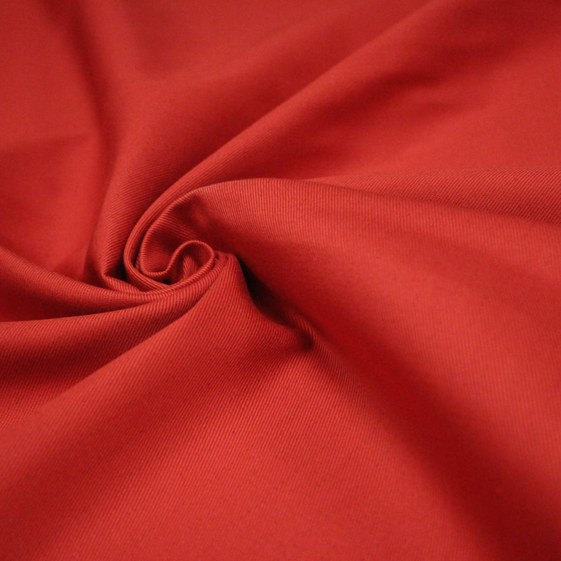 Tissu sergé de rouge uni aux fins fins liserés gris - 325gr/m2 - ON DESTOCKE ! - tissuspipi.com