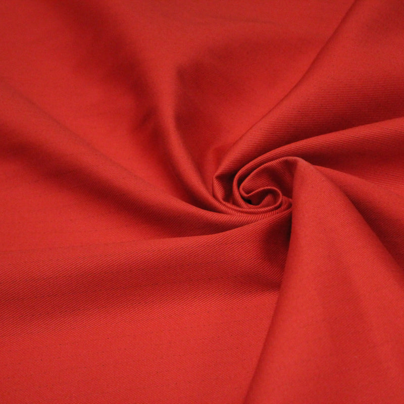 Tissu sergé de rouge uni aux fins fins liserés gris - 325gr/m2 - ON DESTOCKE ! - tissuspipi.com