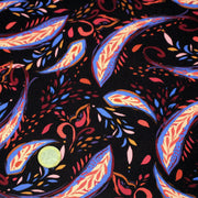 Tissu Viscose fluide noir, motifs cachemire rouge et bleus modernes, NINI - STANDARD 100 OEKO - TEX - tissuspipi.com