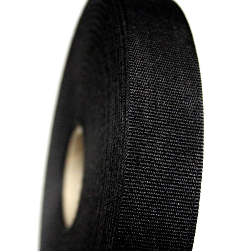 Ruban gros grain noir 25mm - Galette de 50 mètres - Fabrication française - tissuspipi.com