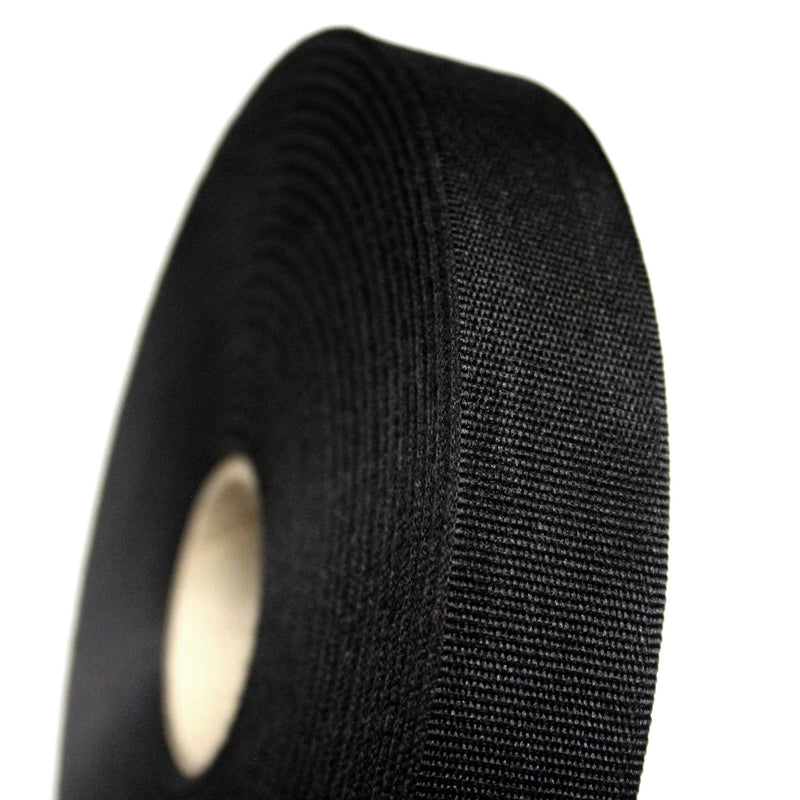 Ruban gros grain noir 25mm - Galette de 50 mètres - Fabrication française - tissuspipi.com