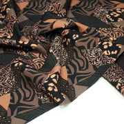 Tissu Viscose fluide motifs géométriques, taupe, noir et chocolat, KAROO - STANDARD 100 OEKO - TEX - tissuspipi.com