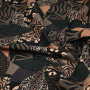 Tissu Viscose fluide motifs géométriques, taupe, noir et chocolat, KAROO - STANDARD 100 OEKO - TEX - tissuspipi.com