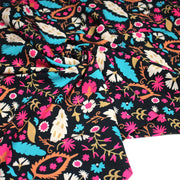 Tissu Viscose fluide noir, fleuri rose canard rouille écru, ALIO - STANDARD 100 OEKO - TEX - tissuspipi.com