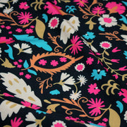 Tissu Viscose fluide noir, fleuri rose canard rouille écru, ALIO - STANDARD 100 OEKO - TEX - tissuspipi.com