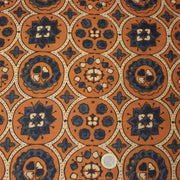 Tissu coton fin imprimé INDIENNES, cercles, fleurs et formes, fond ocre - STANDARD 100 OEKO - TEX - tissuspipi.com