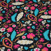 Tissu Viscose fluide noir, fleuri rose canard rouille écru, ALIO - STANDARD 100 OEKO - TEX - tissuspipi.com