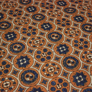 Tissu coton fin imprimé INDIENNES, cercles, fleurs et formes, fond ocre - STANDARD 100 OEKO - TEX - tissuspipi.com