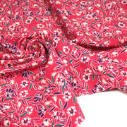 Tissu Viscose fluide fuchsia, fines fleurs blanches et violettes, GALBIA - STANDARD 100 OEKO - TEX - tissuspipi.com