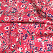 Tissu Viscose fluide fuchsia, fines fleurs blanches et violettes, GALBIA - STANDARD 100 OEKO - TEX - tissuspipi.com