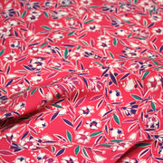 Tissu Viscose fluide fuchsia, fines fleurs blanches et violettes, GALBIA - STANDARD 100 OEKO - TEX - tissuspipi.com