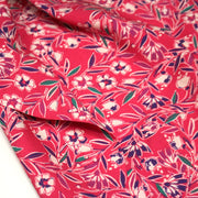 Tissu Viscose fluide fuchsia, fines fleurs blanches et violettes, GALBIA - STANDARD 100 OEKO - TEX - tissuspipi.com