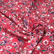 Tissu Viscose fluide fuchsia, fines fleurs blanches et violettes, GALBIA - STANDARD 100 OEKO - TEX - tissuspipi.com