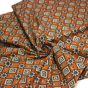 Tissu coton fin imprimé INDIENNES, losanges et fleurs écrus et bleus - STANDARD 100 OEKO - TEX - tissuspipi.com