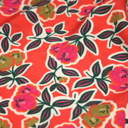 Tissu Viscose fluide corail, fleuri vert et rose, écru, GALBIA - STANDARD 100 OEKO - TEX - tissuspipi.com