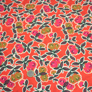 Tissu Viscose fluide corail, fleuri vert et rose, écru, GALBIA - STANDARD 100 OEKO - TEX - tissuspipi.com