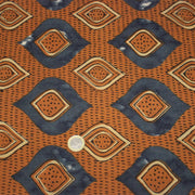 Tissu coton fin imprimé INDIENNES, losanges ocres et bleus - STANDARD 100 OEKO - TEX - tissuspipi.com