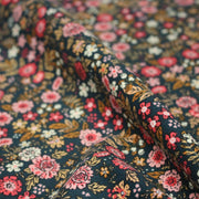 Tissu velours milleraies imprimé canard aux fines fleurs roses - STANDARD 100 OEKO - TEX - tissuspipi.com
