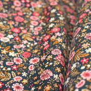 Tissu velours milleraies imprimé canard aux fines fleurs roses - STANDARD 100 OEKO - TEX - tissuspipi.com