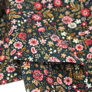 Tissu velours milleraies imprimé canard aux fines fleurs roses - STANDARD 100 OEKO - TEX - tissuspipi.com