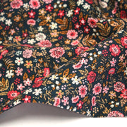 Tissu velours milleraies imprimé canard aux fines fleurs roses - STANDARD 100 OEKO - TEX - tissuspipi.com