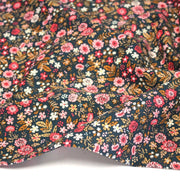 Tissu velours milleraies imprimé canard aux fines fleurs roses - STANDARD 100 OEKO - TEX - tissuspipi.com