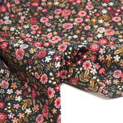 Tissu velours milleraies imprimé canard aux fines fleurs roses - STANDARD 100 OEKO - TEX - tissuspipi.com
