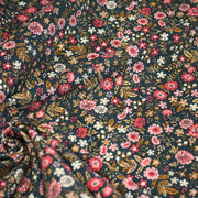 Tissu velours milleraies imprimé canard aux fines fleurs roses - STANDARD 100 OEKO - TEX - tissuspipi.com
