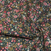 Tissu velours milleraies imprimé canard aux fines fleurs roses - STANDARD 100 OEKO - TEX - tissuspipi.com