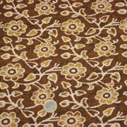 Tissu coton fin imprimé INDIENNES, ocre aux fleurs blanches et crème - STANDARD 100 OEKO - TEX - tissuspipi.com
