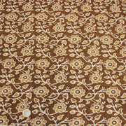 Tissu coton fin imprimé INDIENNES, ocre aux fleurs blanches et crème - STANDARD 100 OEKO - TEX - tissuspipi.com