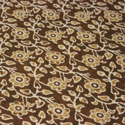 Tissu coton fin imprimé INDIENNES, ocre aux fleurs blanches et crème - STANDARD 100 OEKO - TEX - tissuspipi.com