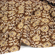 Tissu coton fin imprimé INDIENNES, ocre aux fleurs blanches et crème - STANDARD 100 OEKO - TEX - tissuspipi.com