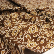 Tissu coton fin imprimé INDIENNES, ocre aux fleurs blanches et crème - STANDARD 100 OEKO - TEX - tissuspipi.com