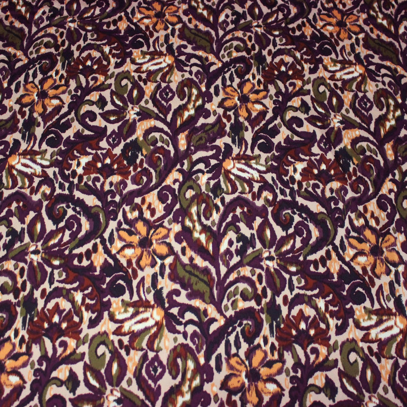Tissu habillement satin duchesse, imprimé fleur indien multicolore : nombreuses couleurs - tissuspipi.com