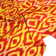 Tissu coton demi natté IKAT INDIEN imprimé traditionnel : bleu/vert ou rouge/jaune - MADE IN INDIA - tissuspipi.com