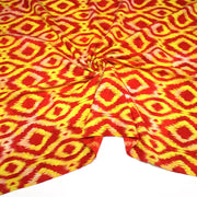 Tissu coton demi natté IKAT INDIEN imprimé traditionnel : bleu/vert ou rouge/jaune - MADE IN INDIA - tissuspipi.com