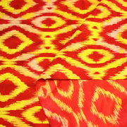 Tissu coton demi natté IKAT INDIEN imprimé traditionnel : bleu/vert ou rouge/jaune - MADE IN INDIA - tissuspipi.com